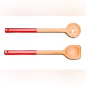 Kikkerland beechwood spoon set of only 2 of 3  pieces - NWT